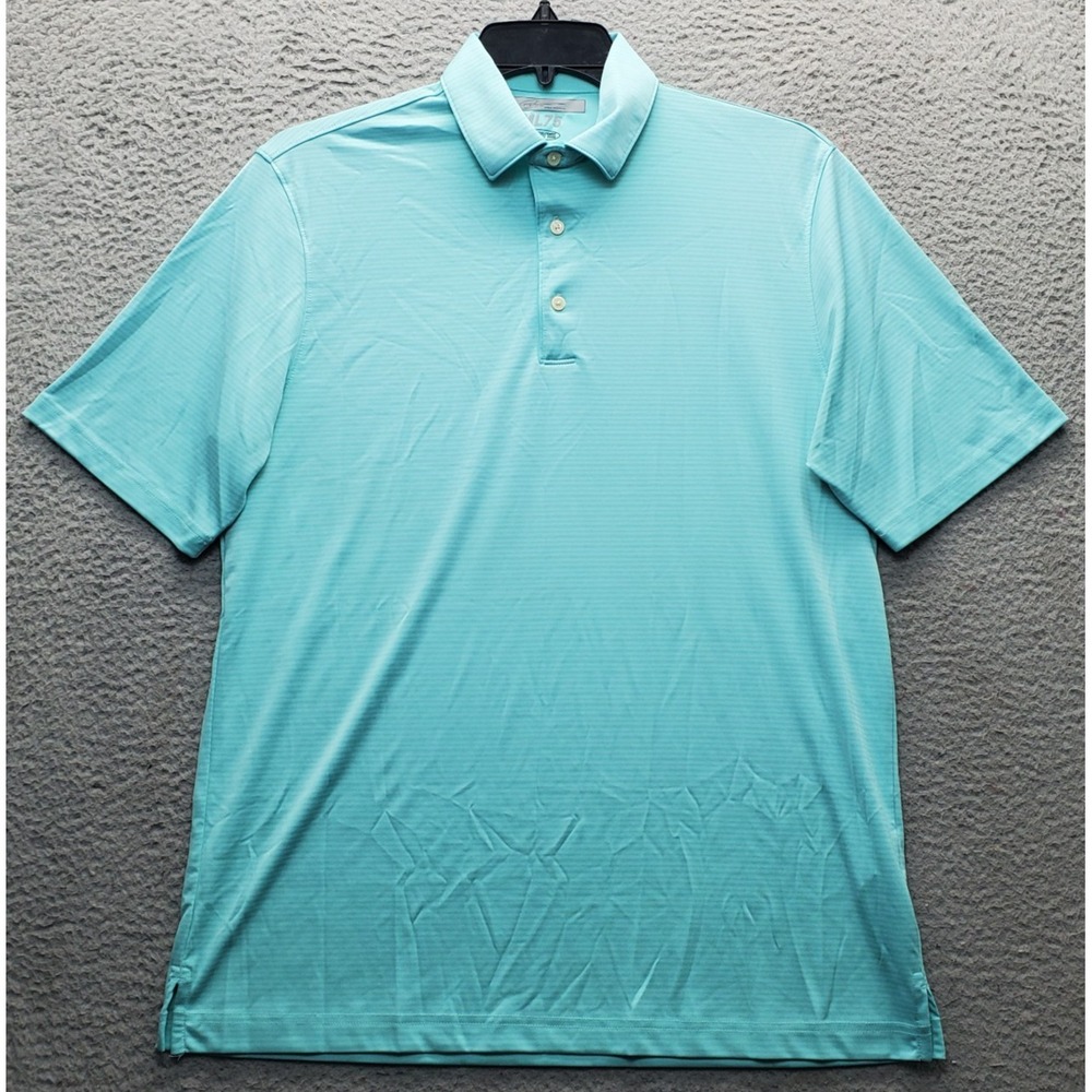 Greg Norman ML75 Polo Shirt Mens Medium Multi Short Sleeve Slit Popover Play Dry